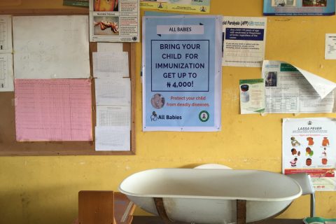 Program posters hung around clinics that have CCTs for Immunizations program